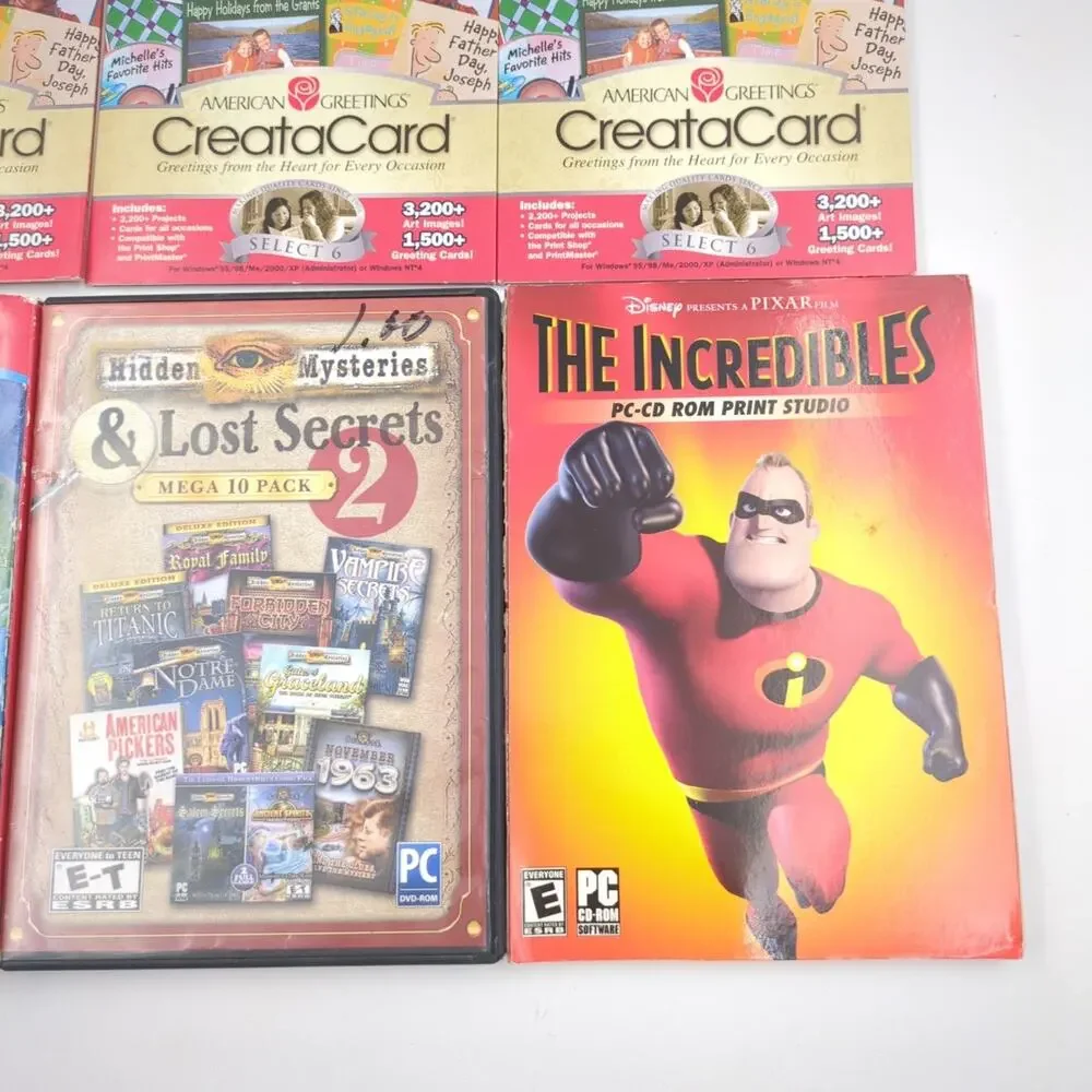 PC CD-ROM Video Game Software Lot of 10 Monopoly Incredibles CreataCard Untested
